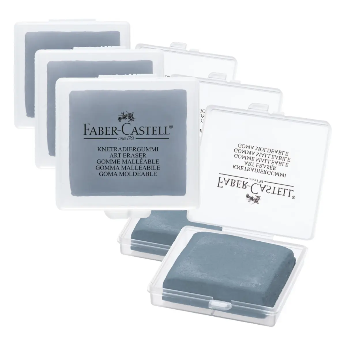 Faber-Castell Kneadable Eraser for Artists in Storage Case - Grey (Pack of 3) | Soft, Absorbent, Residue-Free Art Eraser - main product image