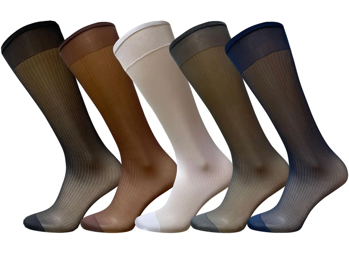 Uaussi Silk Sheer Socks Crew Length | Ultra Thin Nylon Dress Socks for Men - main product image
