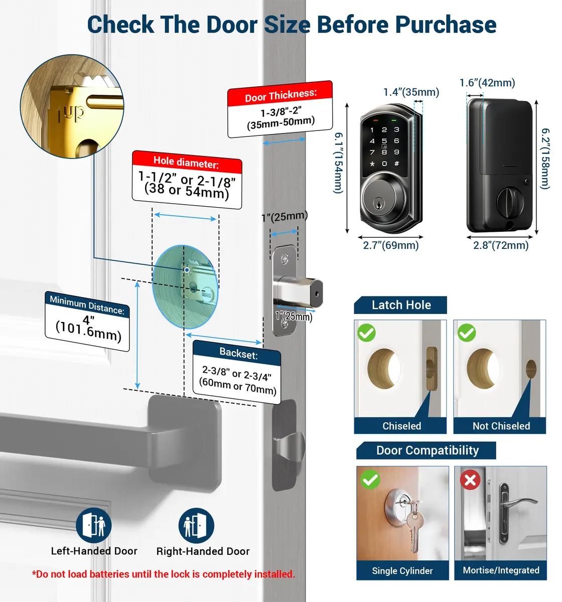 Veise VE06 Smart Lock for Front Door | App Control, Matte Black, Keypad, IP54 Water Resistance - view 5
