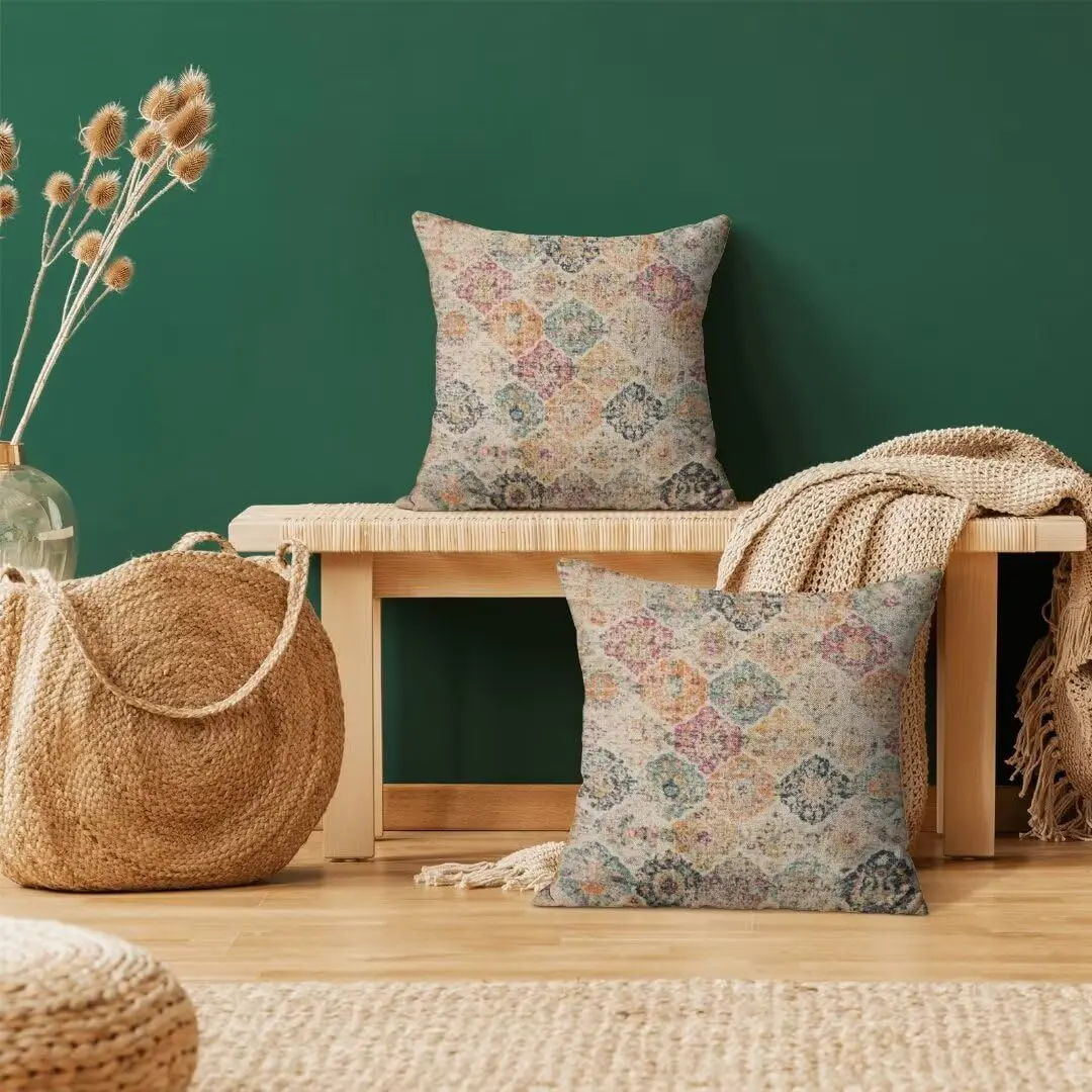 AEIOAE Boho Pillow Covers 20x20 | Vibrant Linen Decor for Home & Outdoors - view 2