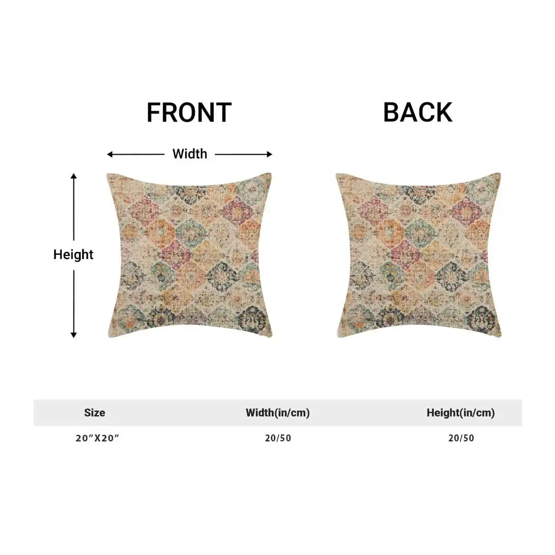 AEIOAE Boho Pillow Covers 20x20 | Vibrant Linen Decor for Home & Outdoors - view 3