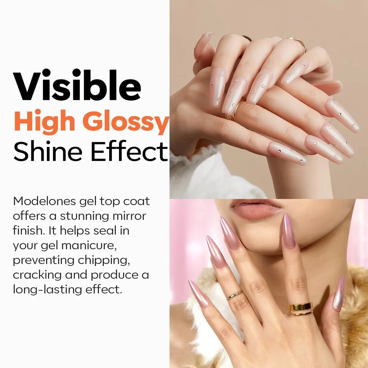 modelones HEMA Free Gel Top Base Coat Set 2 Pcs Clear Glossy UV Cure | Long-Lasting, Gentle Formula - view 4