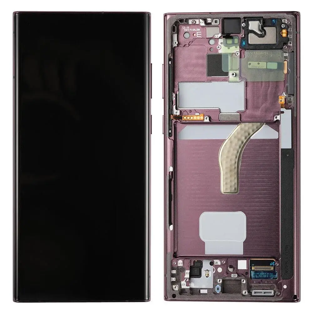 Yondista Samsung Galaxy S22 Ultra 5G Screen Replacement 6.8" AMOLED SM-G908a, SM-S908u, SM-S908w LCD Display Touch Digitizer Assembly with Tools (Burgundy with Frame) - view 3