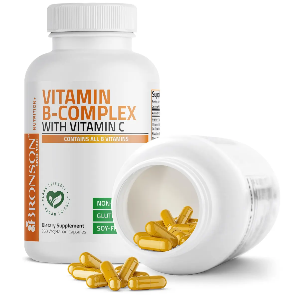 Bronson Vitamin B Complex with Vitamin C Vegetarian Capsules, 360 Count | Supports Energy & Immunity - view 6