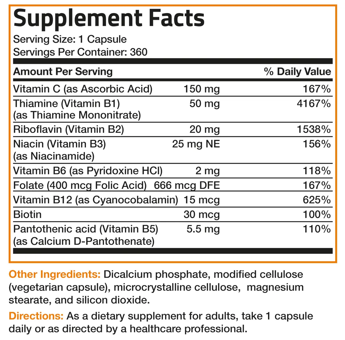 Bronson Vitamin B Complex with Vitamin C Vegetarian Capsules, 360 Count | Supports Energy & Immunity - view 8