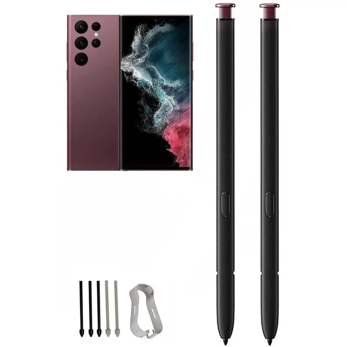 Befzygwk Replacement S Pen for Samsung Galaxy S22 Ultra 5G Stylus Pen 2-Pack Burgundy | Write & Sketch with 4096 Pressure Levels - main product image