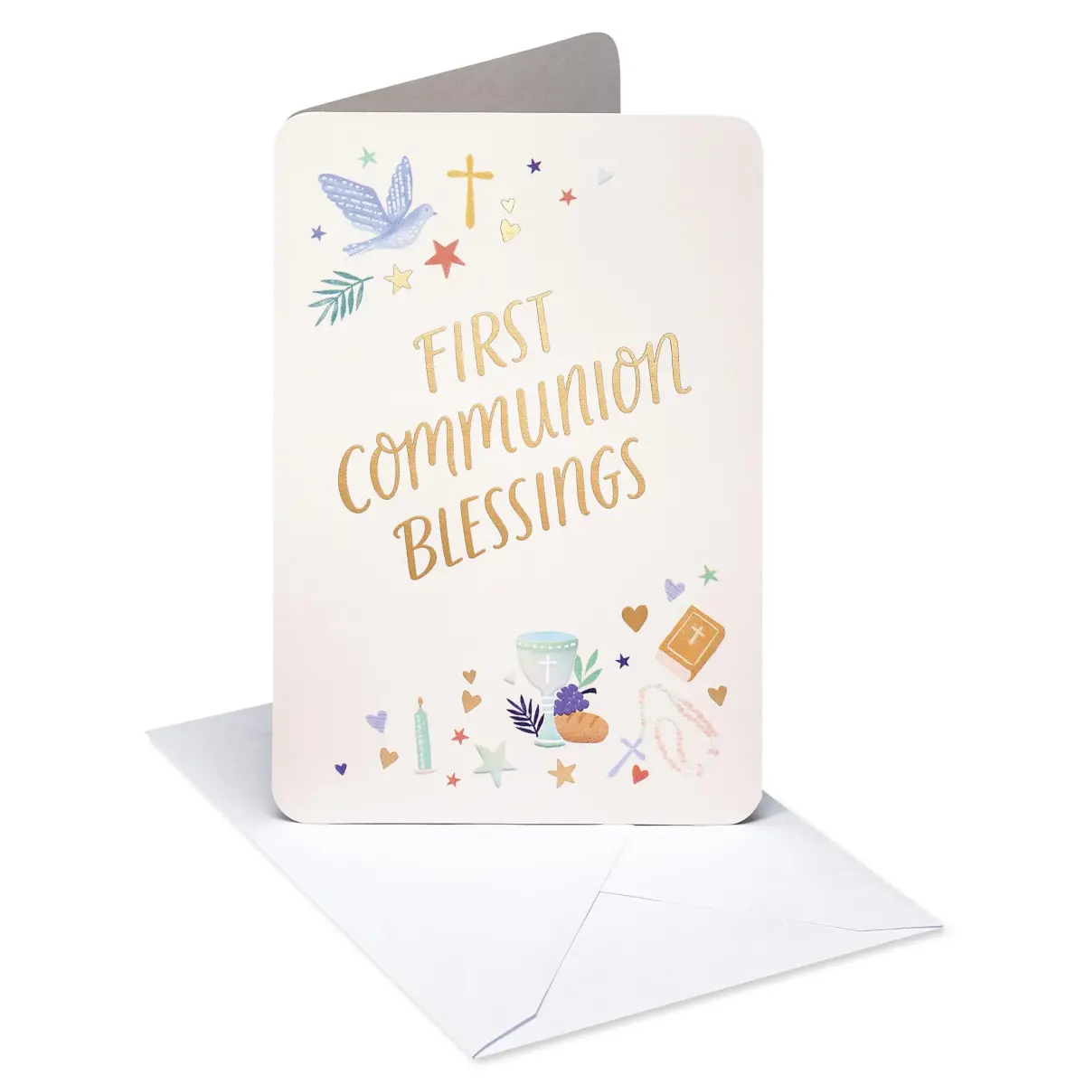 American Greetings First Communion Card (Blessing of the Lord) 17cm (6.75 in) x 11.7cm (4.625 in) | Religious Icons & Gold Foils - main product image