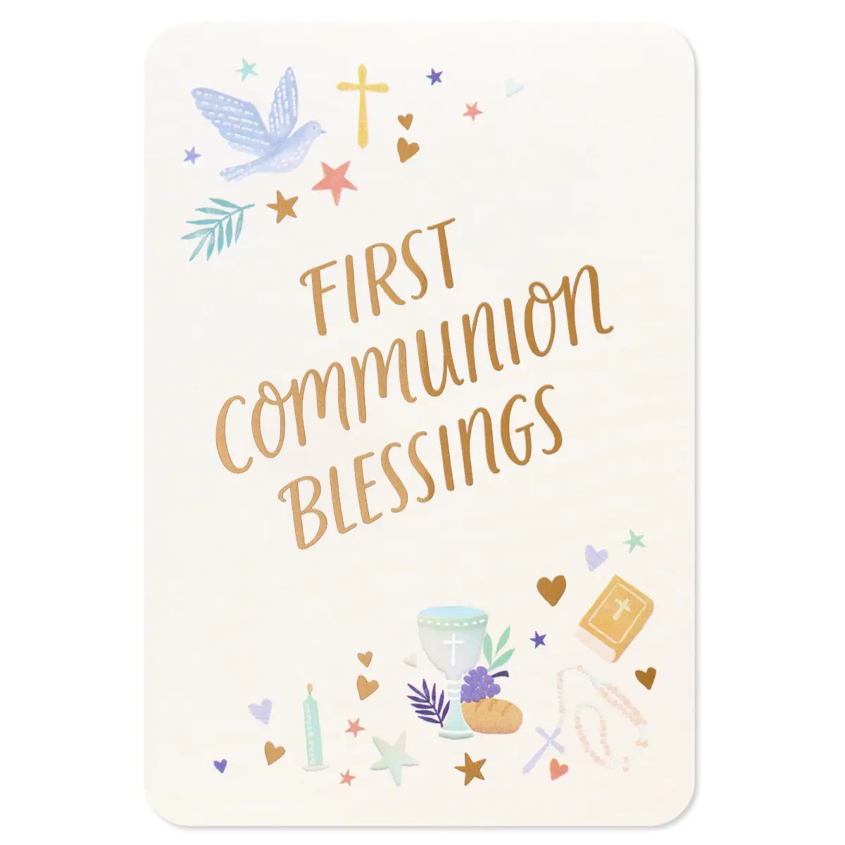 American Greetings First Communion Card (Blessing of the Lord) 17cm (6.75 in) x 11.7cm (4.625 in) | Religious Icons & Gold Foils - view 4