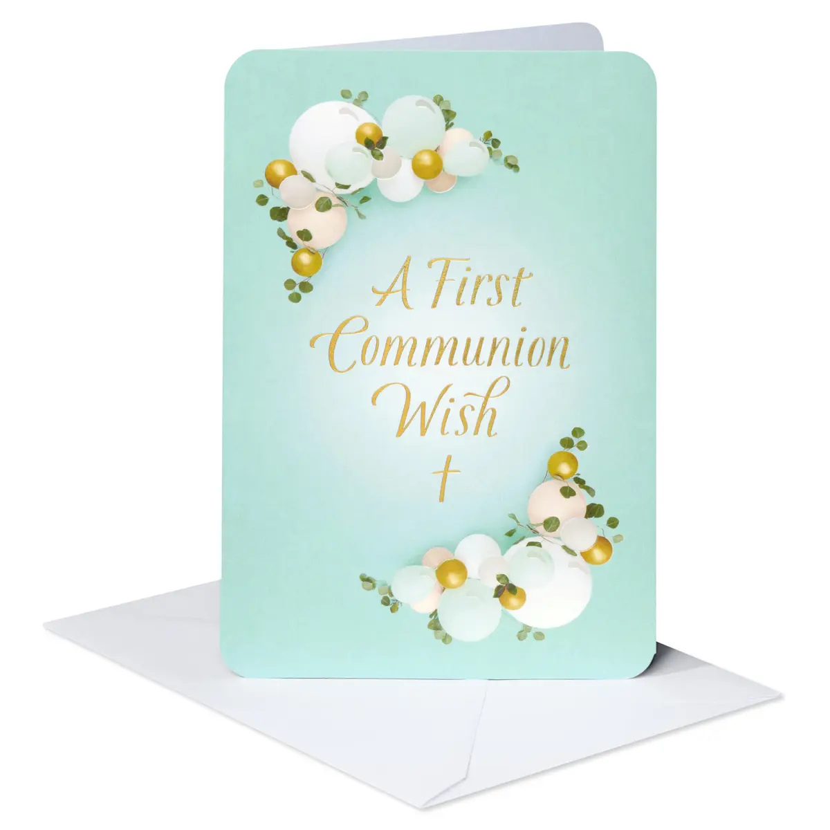 American Greetings First Communion Card (A First Communion Wish) 17cm (6.75in) | Religious Blessing for Godchildren - main product image