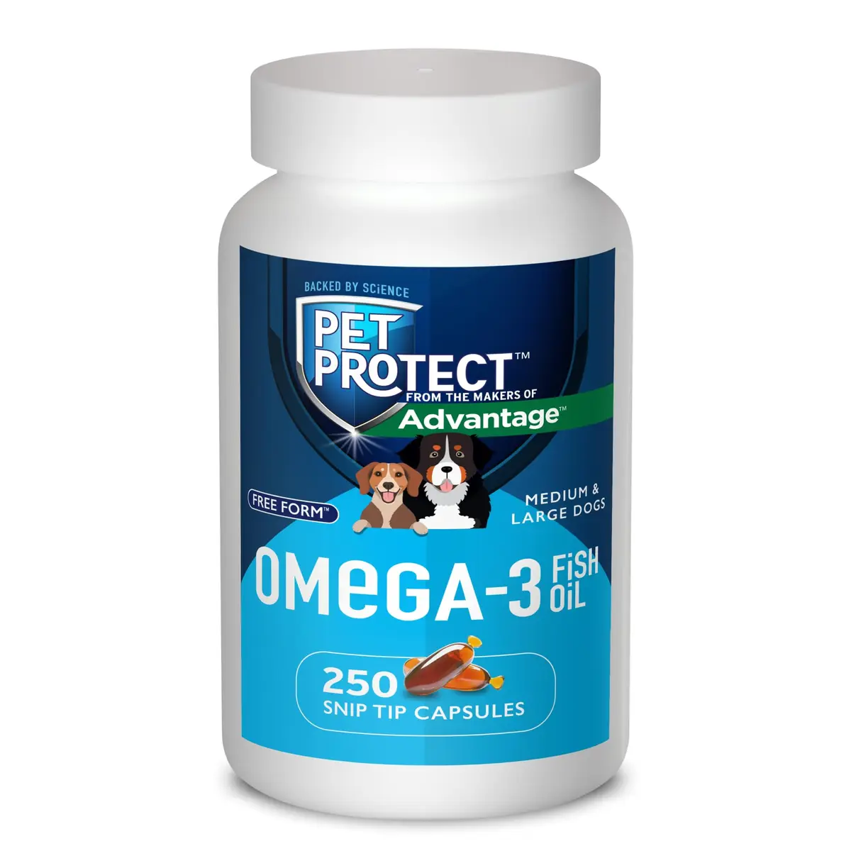 Pet Protect Omega-3 Fish Oil Supplement for Medium & Large Dogs 250ct | Supports Joint, Heart & Immune Health - main product image