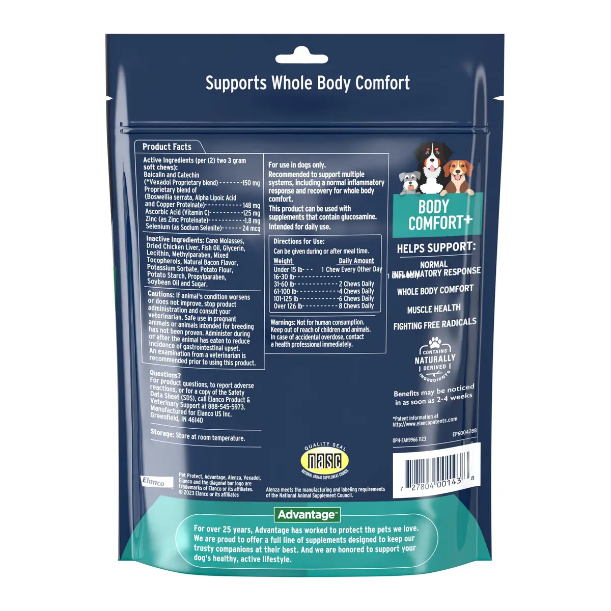 Pet Protect Body Comfort+ Supplement for Dogs, Chicken Flavor, 120ct | Supports Inflammation & Muscle Health - view 2