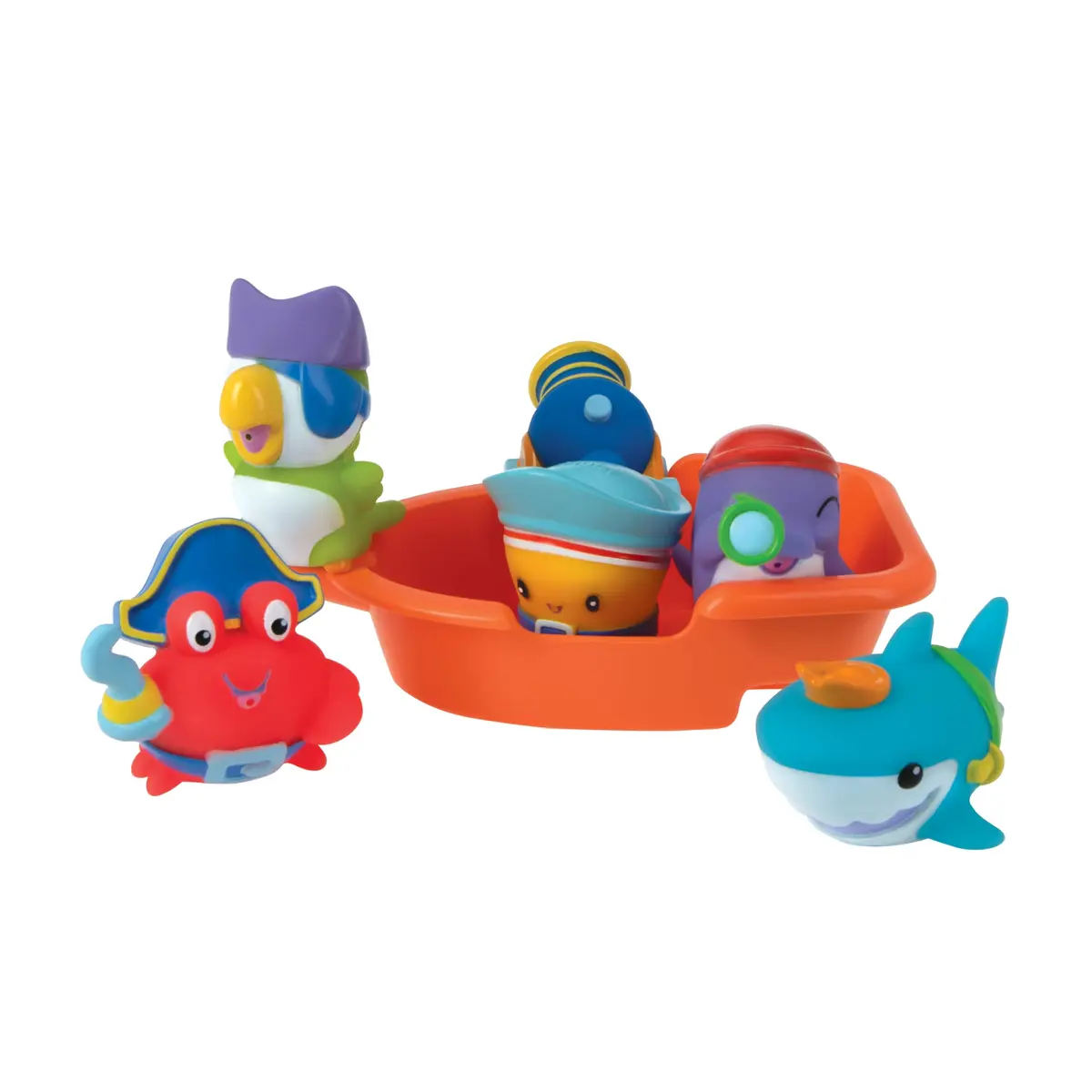 Nuby Pirate Pals Bath Toy Set with Floating Boat and 4 Squirters | Interactive Learning for 18+ Months - main product image