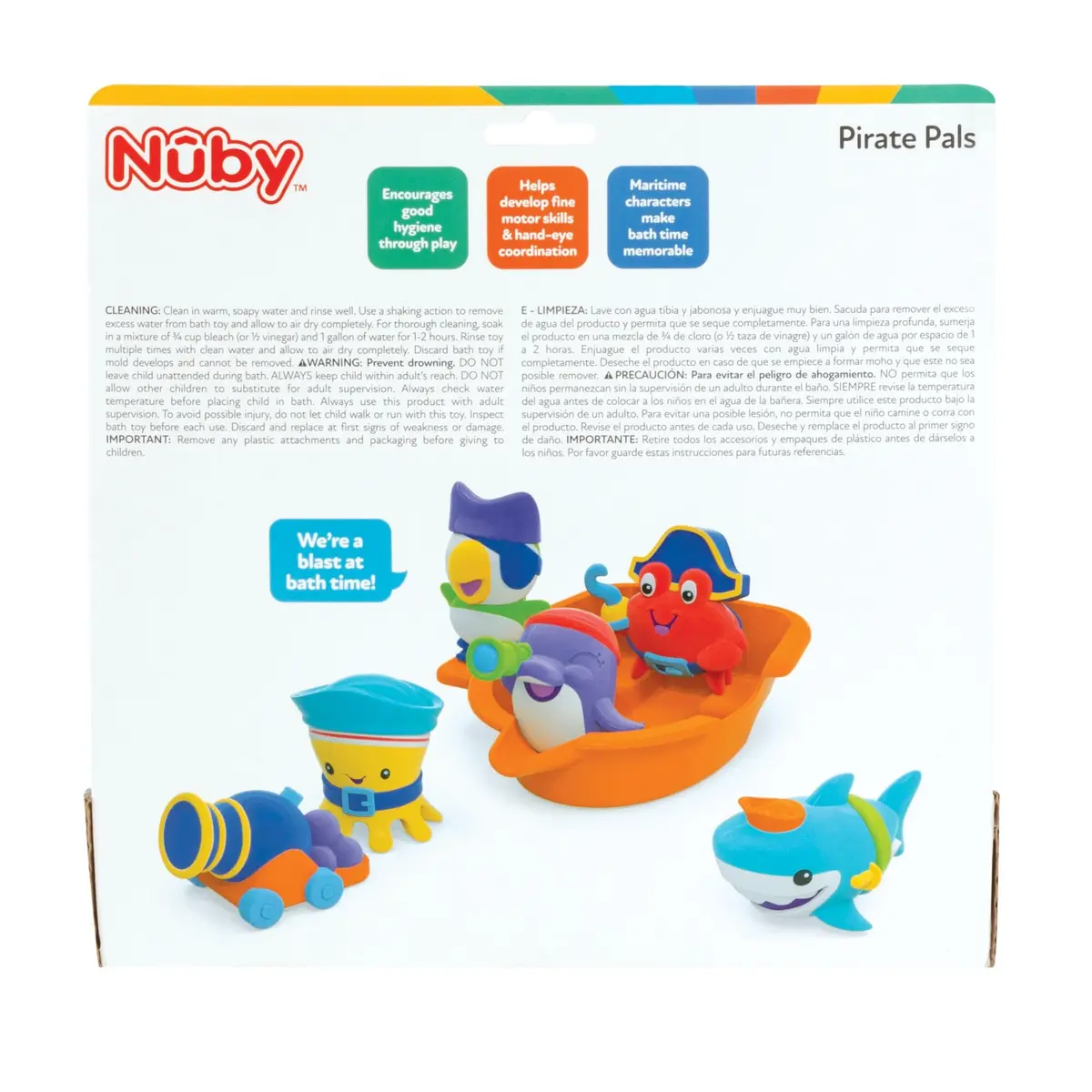 Nuby Pirate Pals Bath Toy Set with Floating Boat and 4 Squirters | Interactive Learning for 18+ Months - view 6