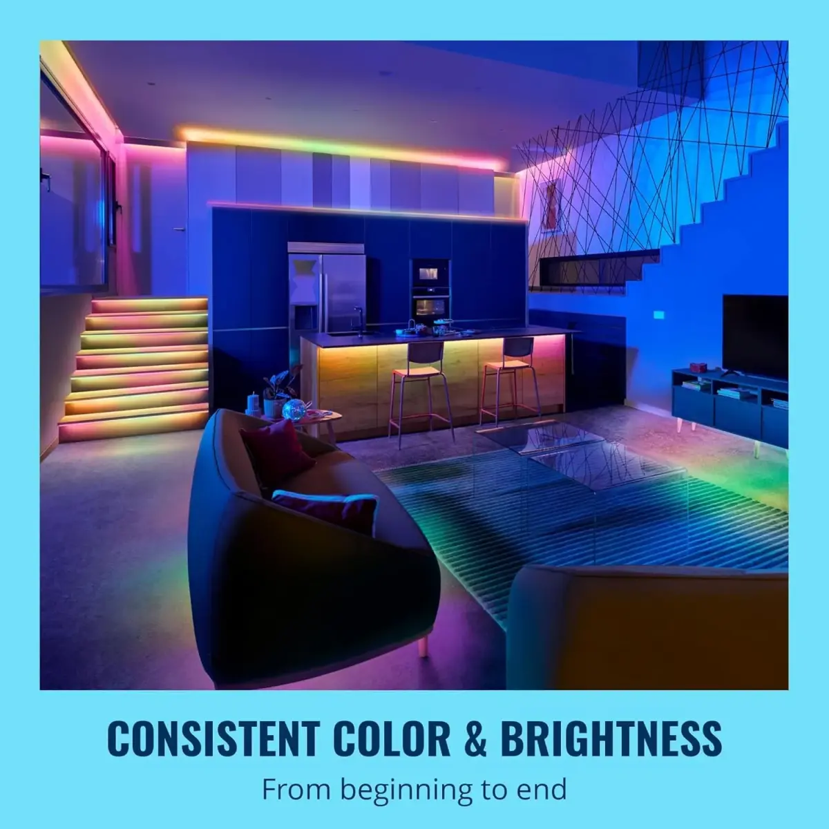 WiZ Connected 16.4 ft RGBIC LED Light Strip | Flowing Multicolor, App/Voice Control, Cuttable - view 2