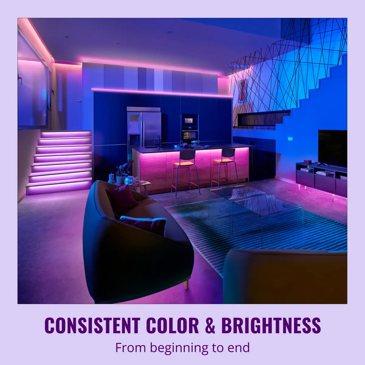 WiZ Connected Smart LED Light Strip 30.48m (100 ft) | Full Color RGB, Sunset to Sunrise Automation - view 4