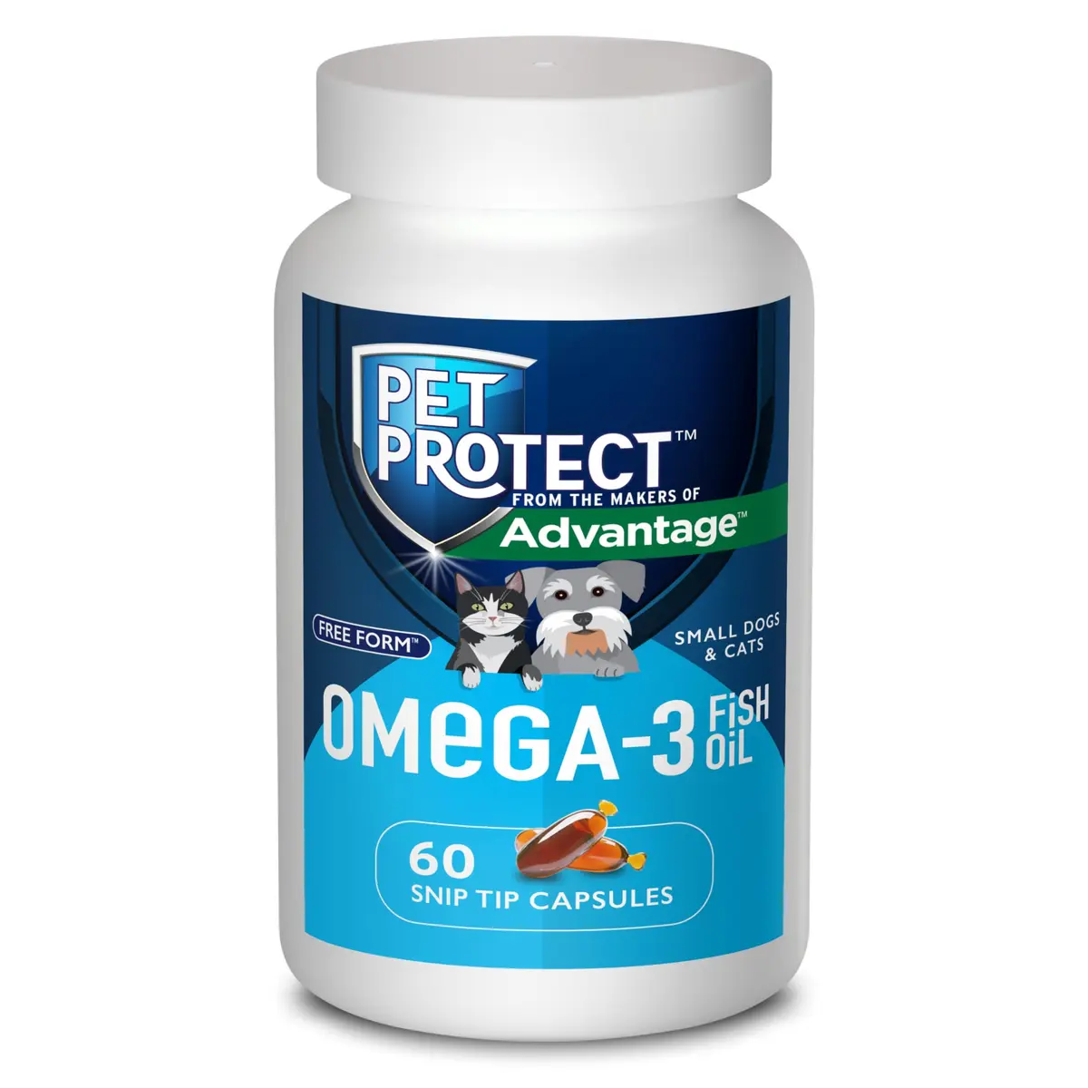 Pet Protect Omega-3 Fish Oil Supplement for Cats & Small Dogs, 60 Capsules | Supports Joint, Heart & Immune Health - main product image