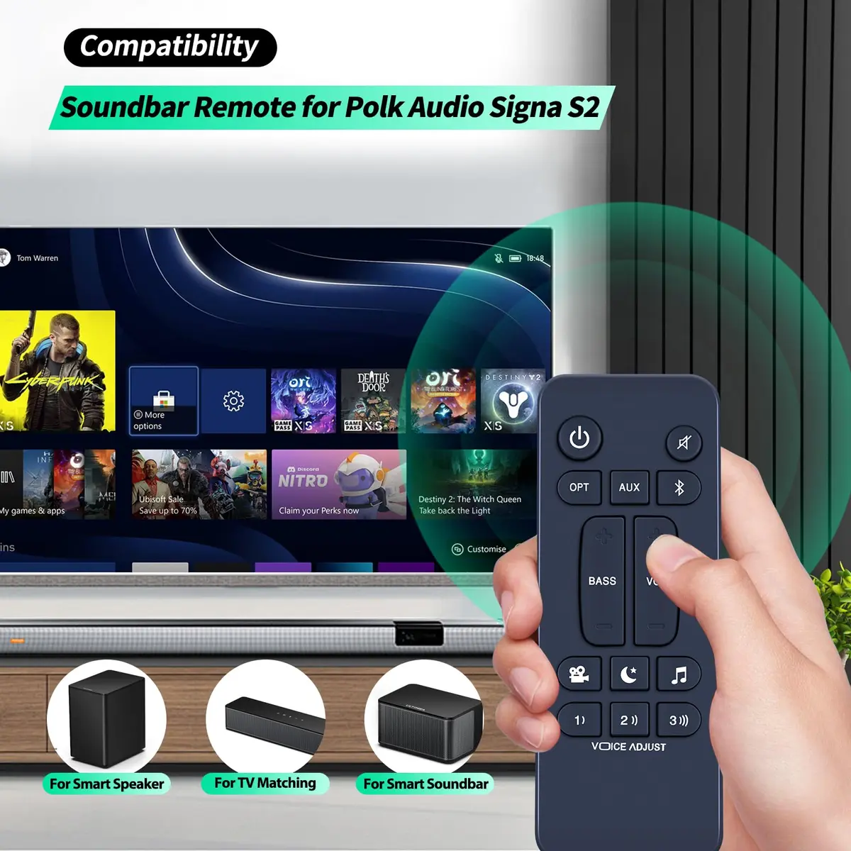 WDZP Replacement Remote Control for Polk Audio Signa S2 Sound Bar | Infrared, 12m Range - view 2