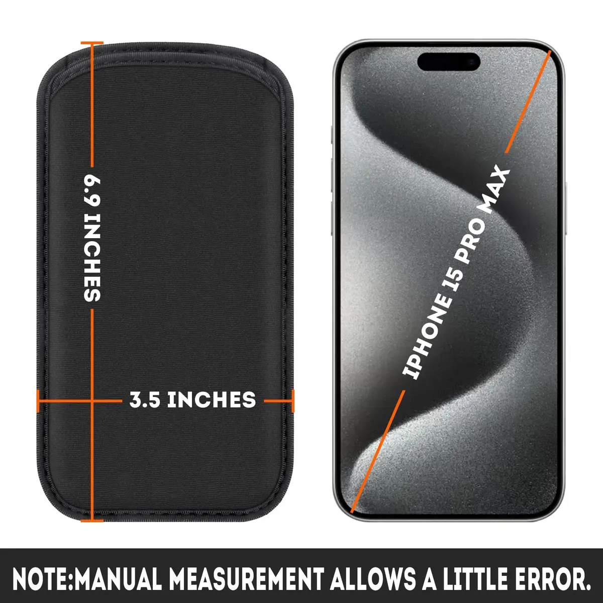bvya Neoprene Cell Phone Sleeve for iPhone 15 Pro Max/14 Pro Max | Shock Absorb & Dust Protection - view 2
