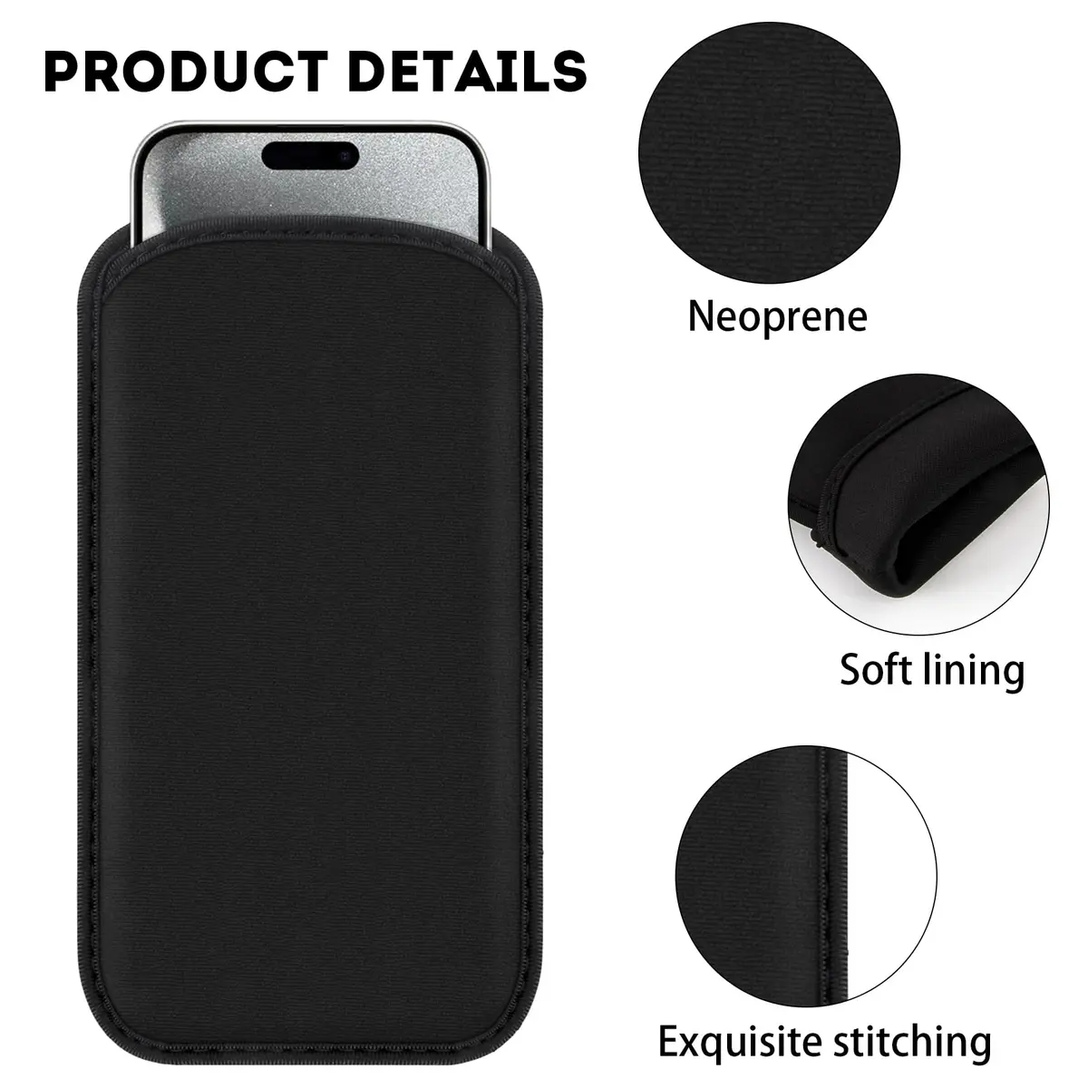 bvya Neoprene Cell Phone Sleeve for iPhone 15 Pro Max/14 Pro Max | Shock Absorb & Dust Protection - view 4