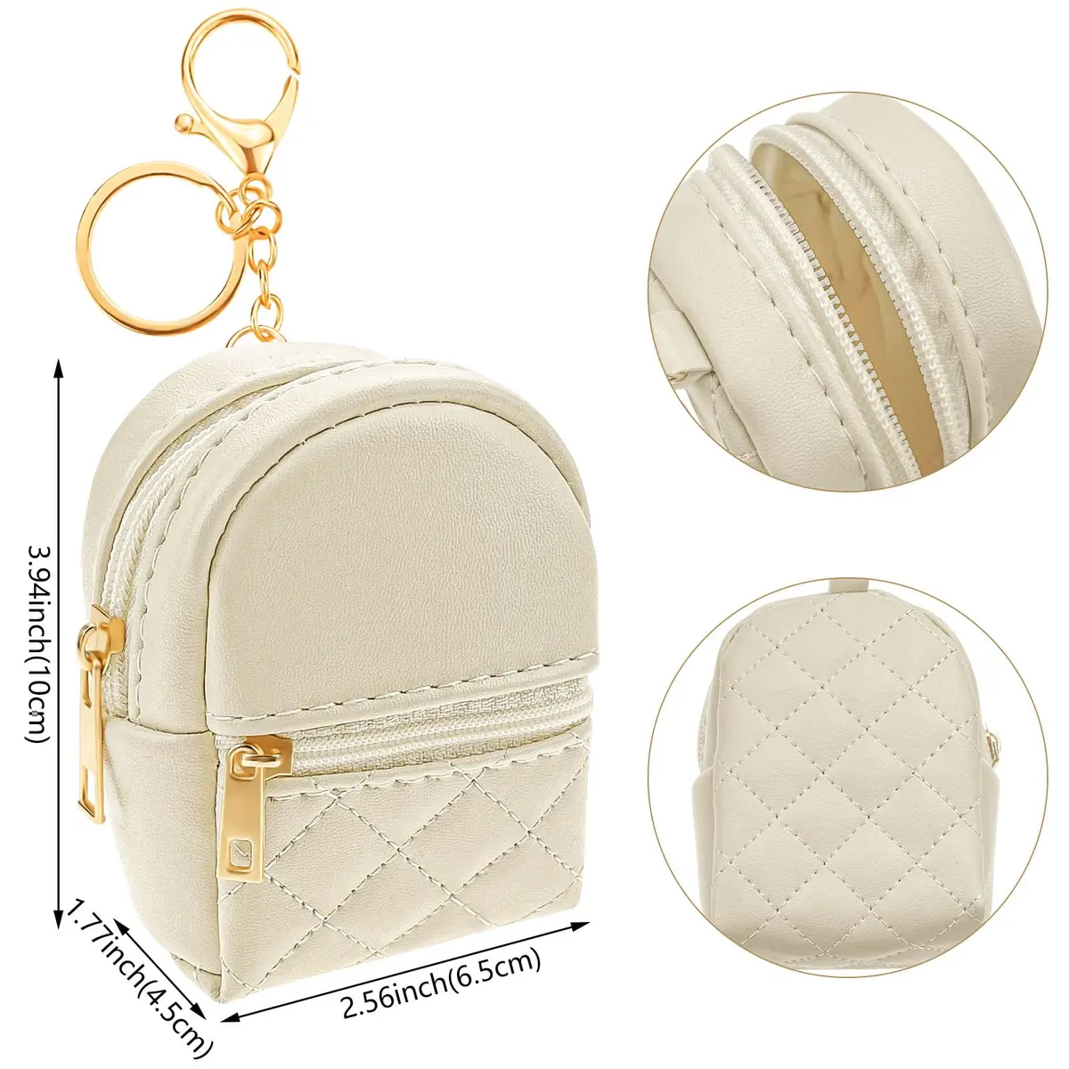 Aswewamt 4 Pcs Mini Backpack Cosmetic Bag Keychain PU Leather Lipstick Holder Coin Purse Wallet Card Holder Data Cable Organizer Zipper Pouch Portable Travel Storage Bag for Women - view 2