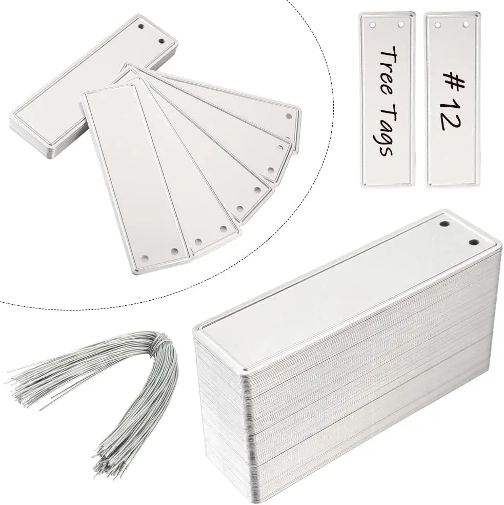 TINSKY Aluminum Plant Labels - 50PCS Metal Tags with Wires for Plant Markers, Tree Tags, Outdoor Identification and Greenhouse - view 2
