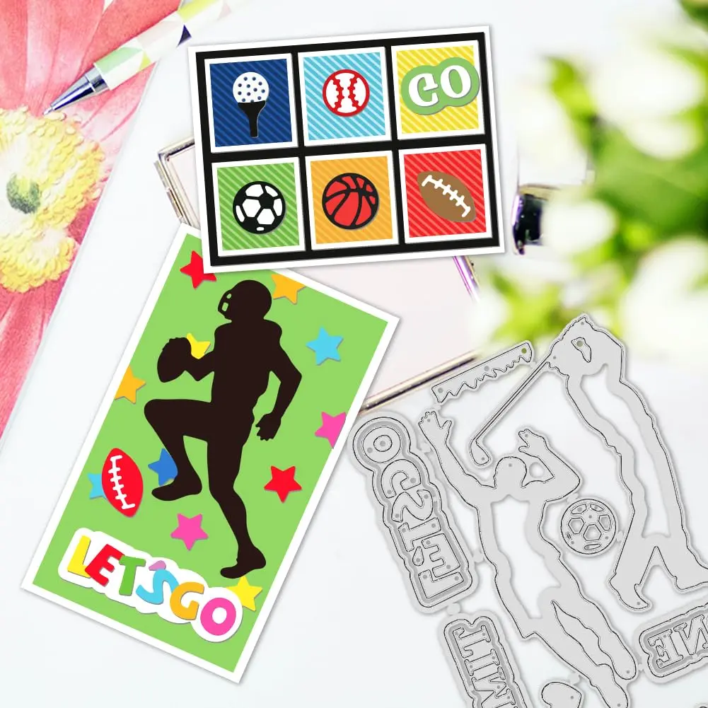 INFUNLY Sports Themed Die Cuts Set with GO TEAM ONE Phrases | 7.8 x 4.45 inches (19.8 x 11.3 cm) - view 5