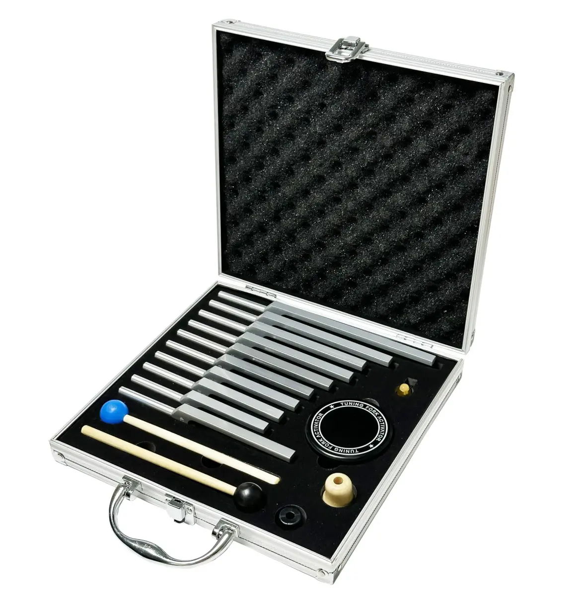 TENFLY Solfeggio Tuning Fork Set 10-Piece 174 Hz - 963 Hz | Medical-Grade Aluminum Alloy - main product image