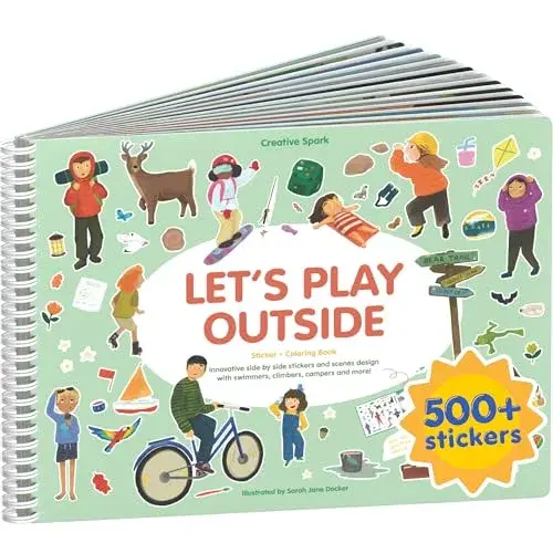 CUPKIN Let's Play Outside Sticker Book for Toddlers Ages 2-8 | 500+ Stickers & 12 Coloring Pages - main product image