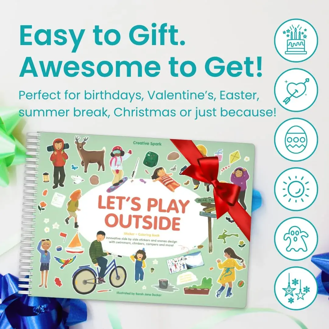 CUPKIN Let's Play Outside Sticker Book for Toddlers Ages 2-8 | 500+ Stickers & 12 Coloring Pages - view 8