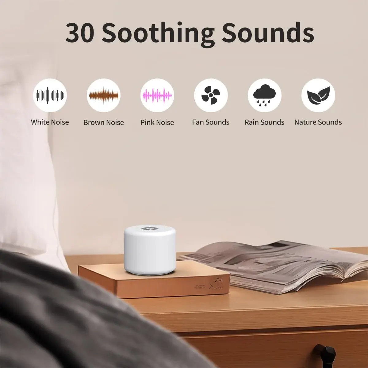 BodyHush Mini Portable White Noise Machine | 30 Sounds, 32 Volume Levels, Rechargeable, 22-Hour Battery - view 2
