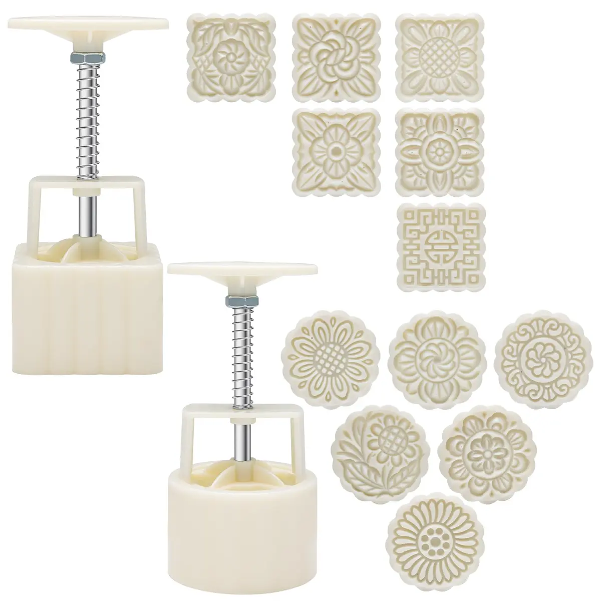 Luxiv Mooncake Mold Set 100g | 12 Patterns Round & Square for DIY Mooncakes - main product image
