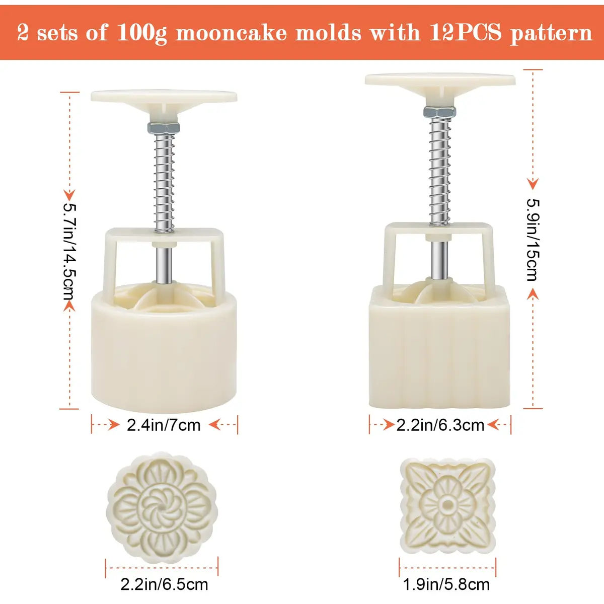 Luxiv Mooncake Mold Set 100g | 12 Patterns Round & Square for DIY Mooncakes - view 2