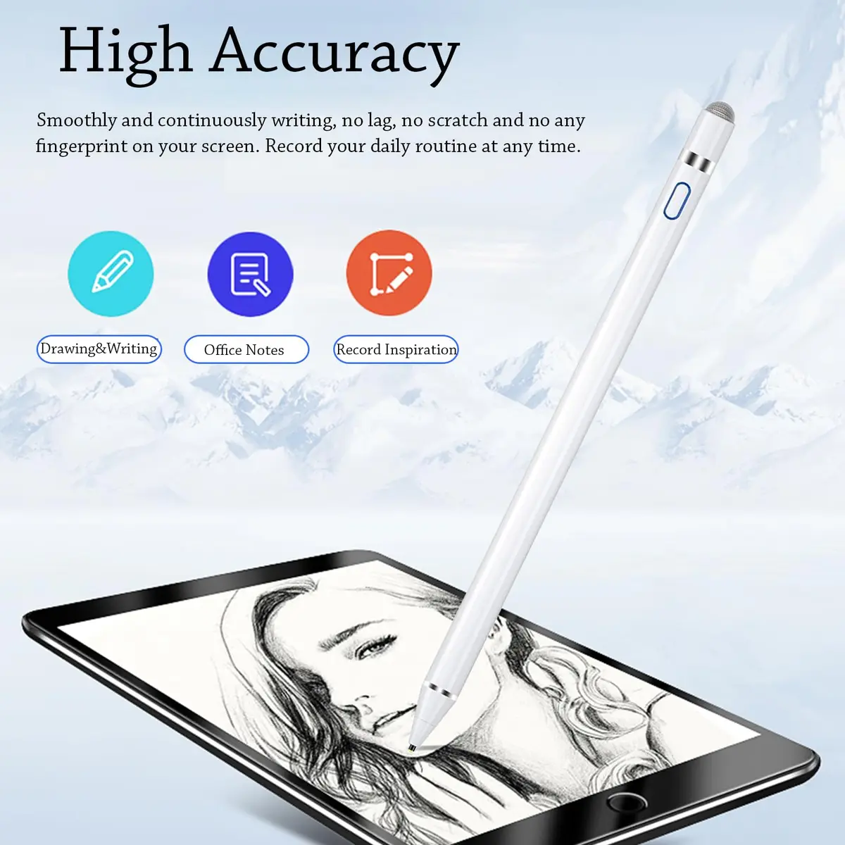 DOGAIN Active Stylus Pen for iPad, iPhone, Samsung, Android & Nintendo Switch - White (1.45mm Fine Point) - view 5