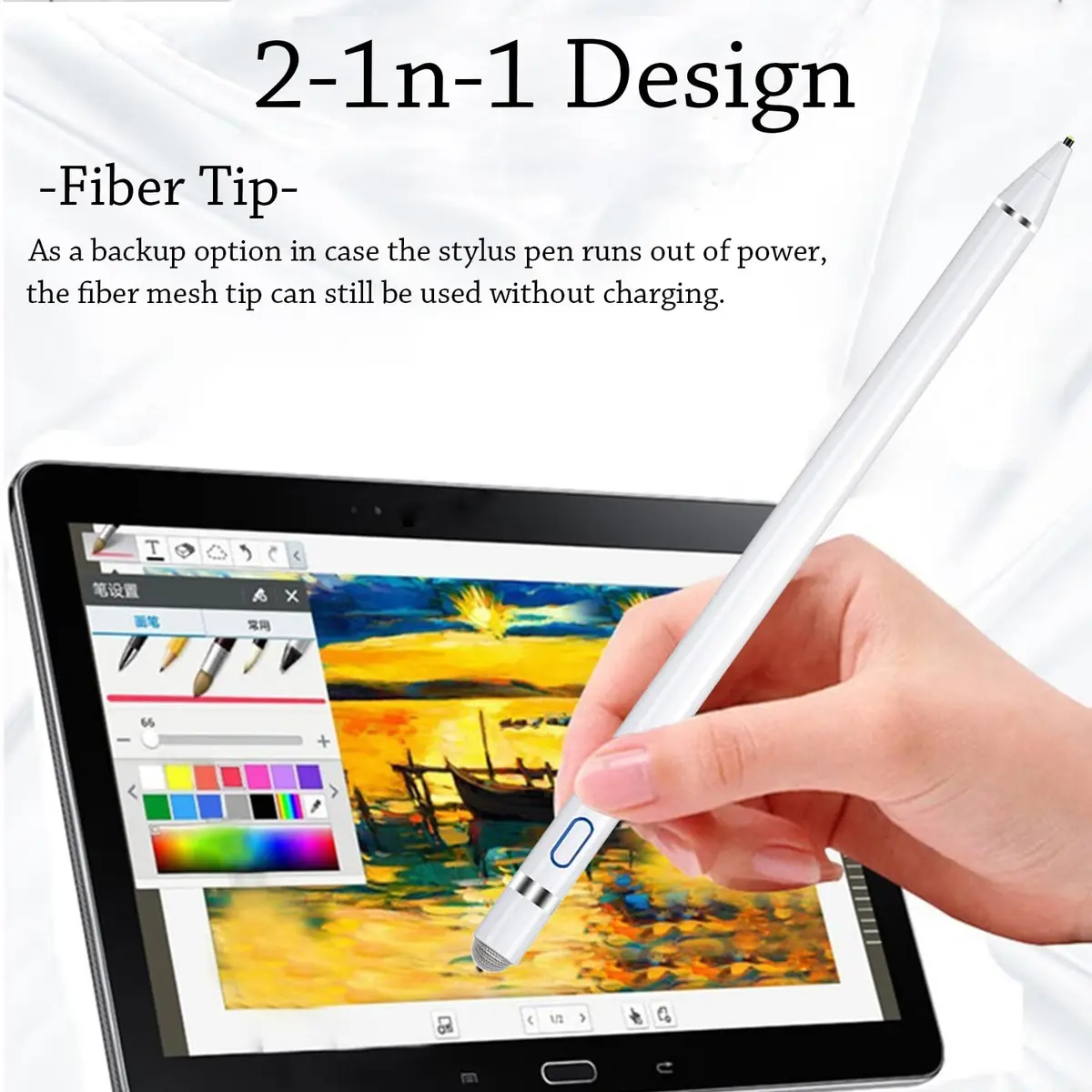 DOGAIN Active Stylus Pen for iPad, iPhone, Samsung, Android & Nintendo Switch - White (1.45mm Fine Point) - view 3