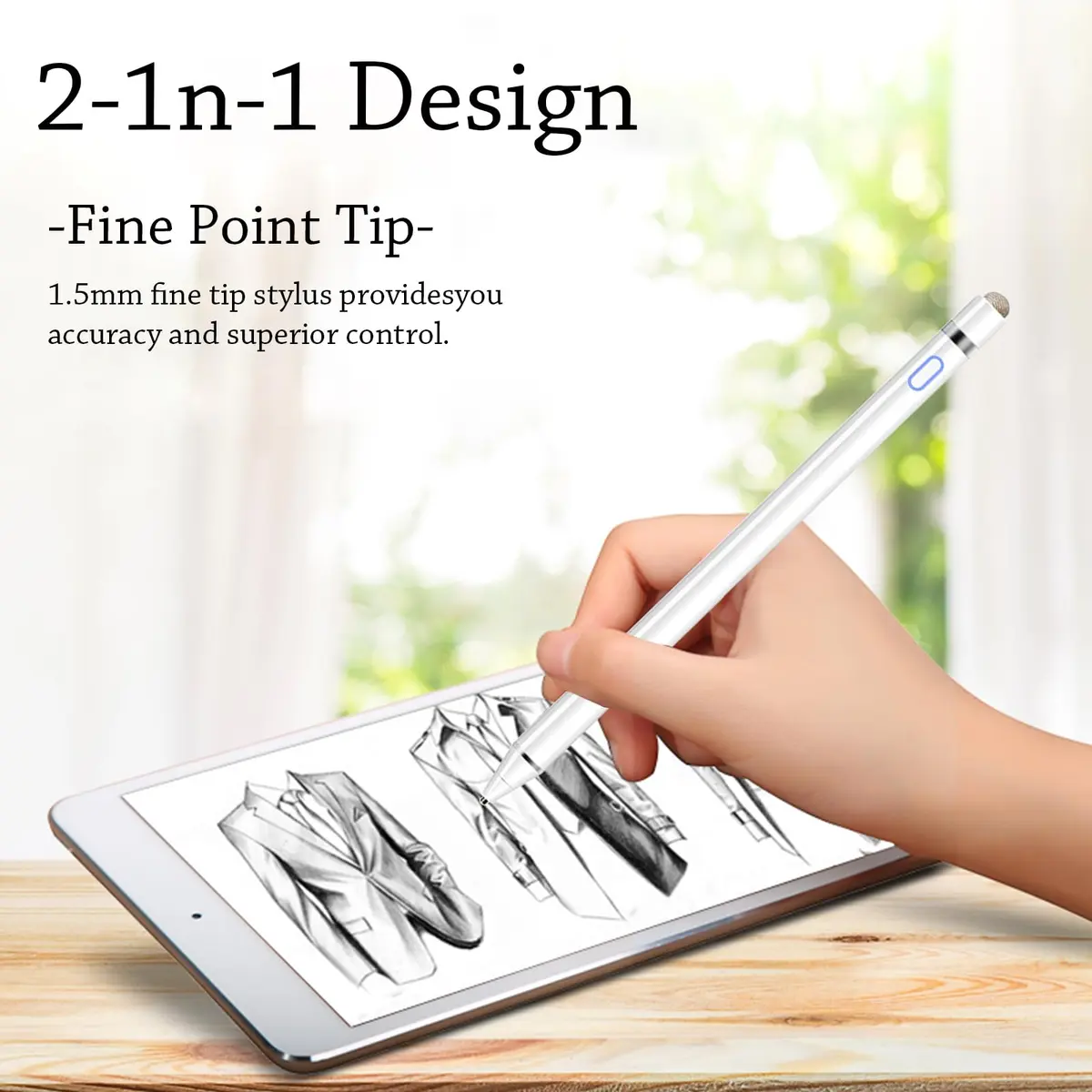 DOGAIN Active Stylus Pen for iPad, iPhone, Samsung, Android & Nintendo Switch - White (1.45mm Fine Point) - view 4