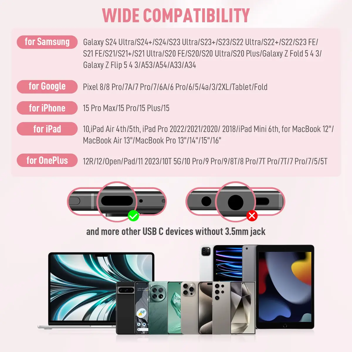 ASKUBSKU Pink USB C Headphone for iPhone 17 Air 16 15 Pro Max Plus/iPad | Noise Isolating & Ergonomic - view 6