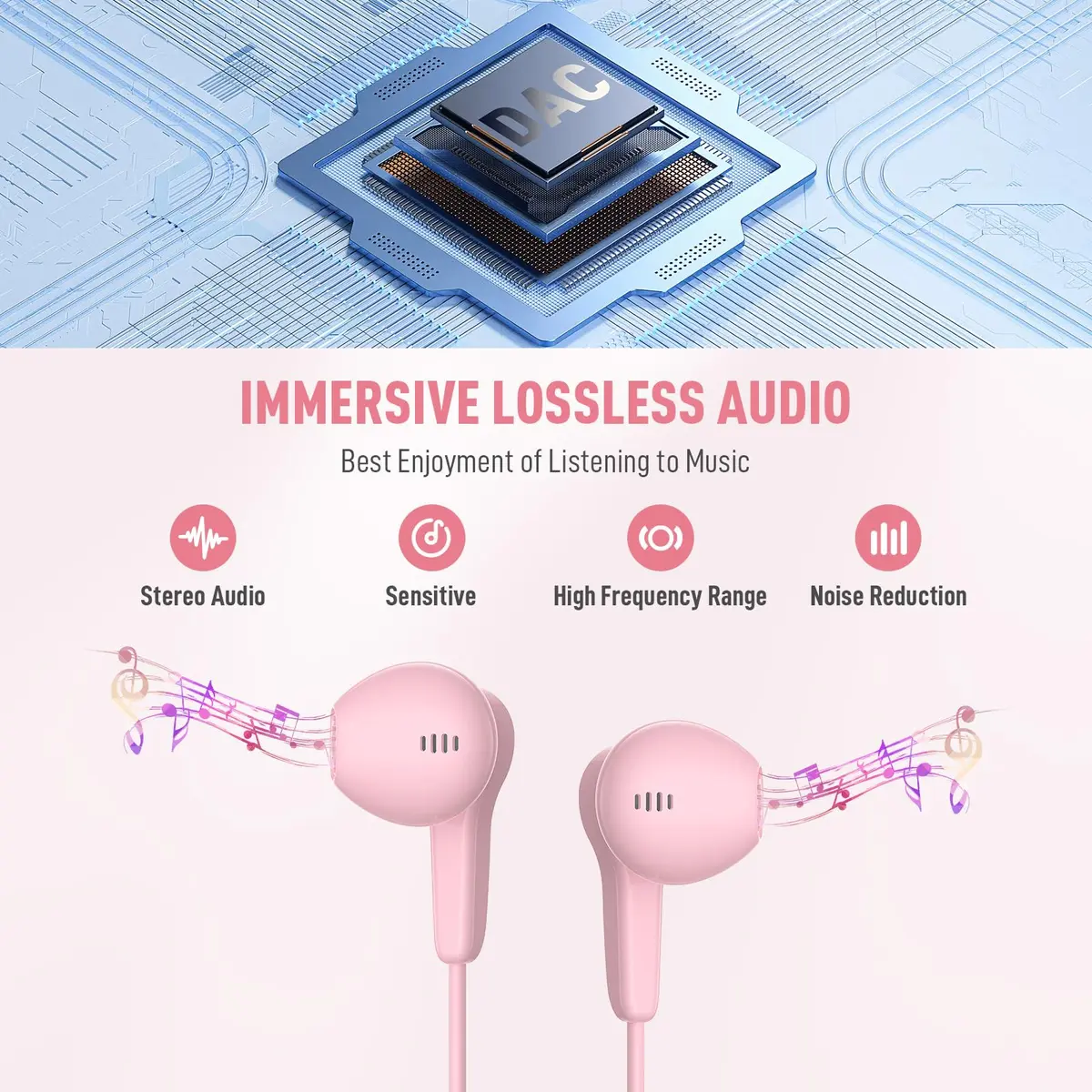 ASKUBSKU Pink USB C Headphone for iPhone 17 Air 16 15 Pro Max Plus/iPad | Noise Isolating & Ergonomic - view 2