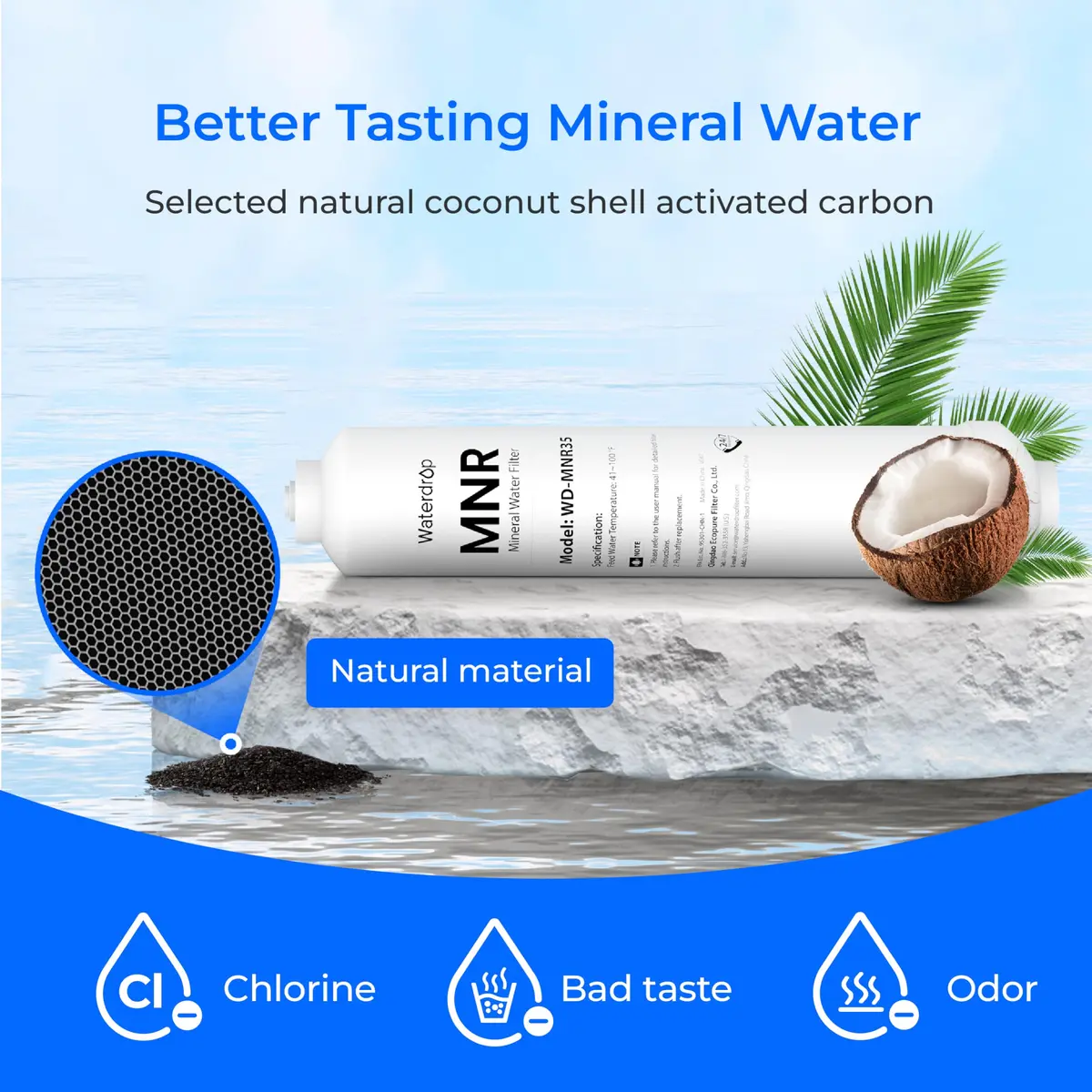 Waterdrop WD-MNR35-2 Remineralization Filter for RO Systems 4160L (1100 Gallons) | Restores Essential Minerals for Tap Water - view 4