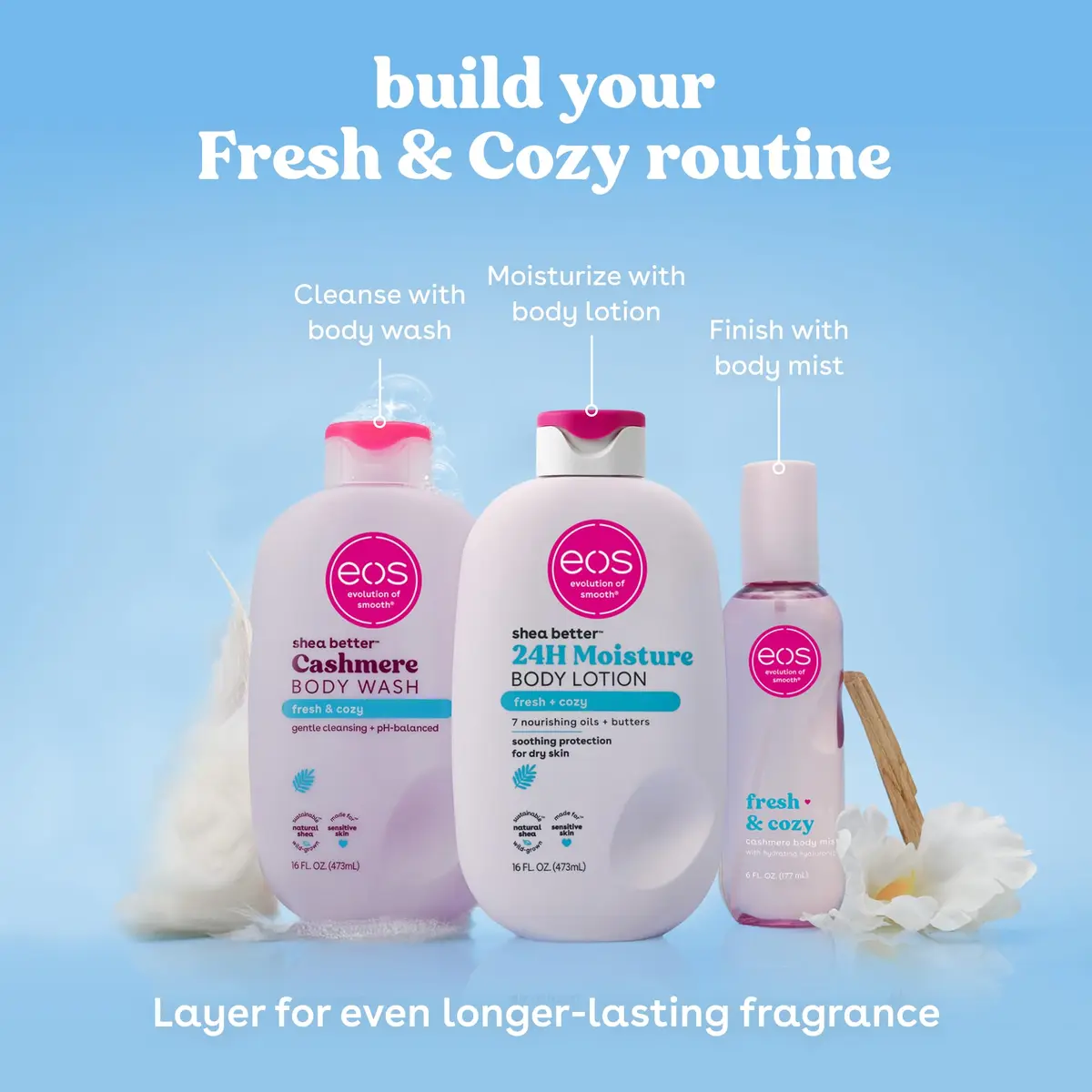 eos Cashmere Body Wash Fresh & Cozy 473ml (16 fl oz) | Moisturizing Creamy Gel Formula - view 4