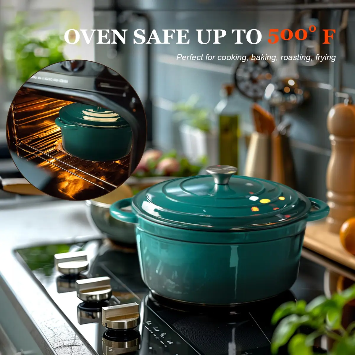 Overmont Enameled Cast Iron Dutch Oven 4.5QT | Heat Retention & Versatility for Indian Kitchens - view 5