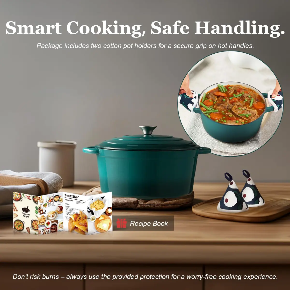 Overmont Enameled Cast Iron Dutch Oven 4.5QT | Heat Retention & Versatility for Indian Kitchens - view 6