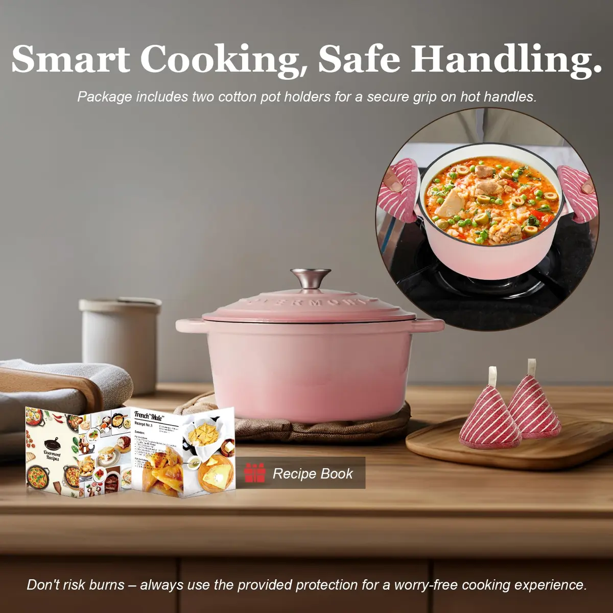 Overmont Enameled Cast Iron Dutch Oven 7QT | Heavy-Duty, Oven Safe, Perfect for Large Meals - view 2