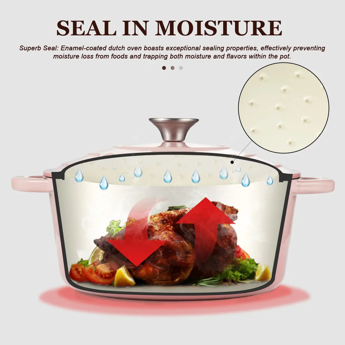 Overmont Enameled Cast Iron Dutch Oven 7QT | Heavy-Duty, Oven Safe, Perfect for Large Meals - view 3