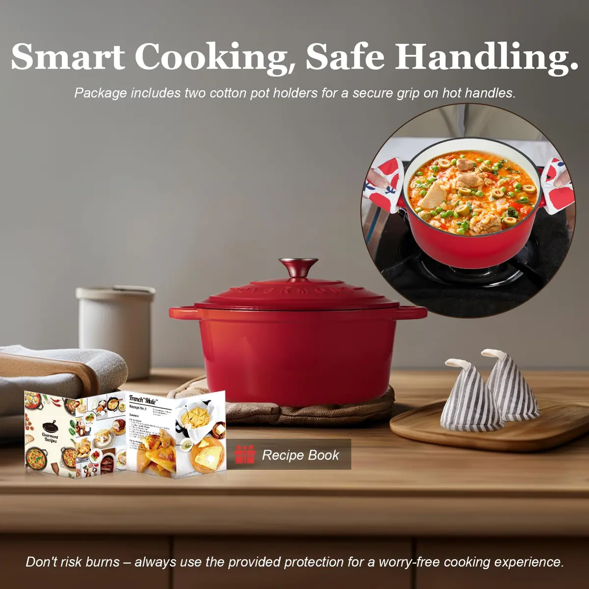 Overmont 7QT Enameled Cast Iron Dutch Oven | Heavy-Duty Large Capacity for Stews & Baking - view 6