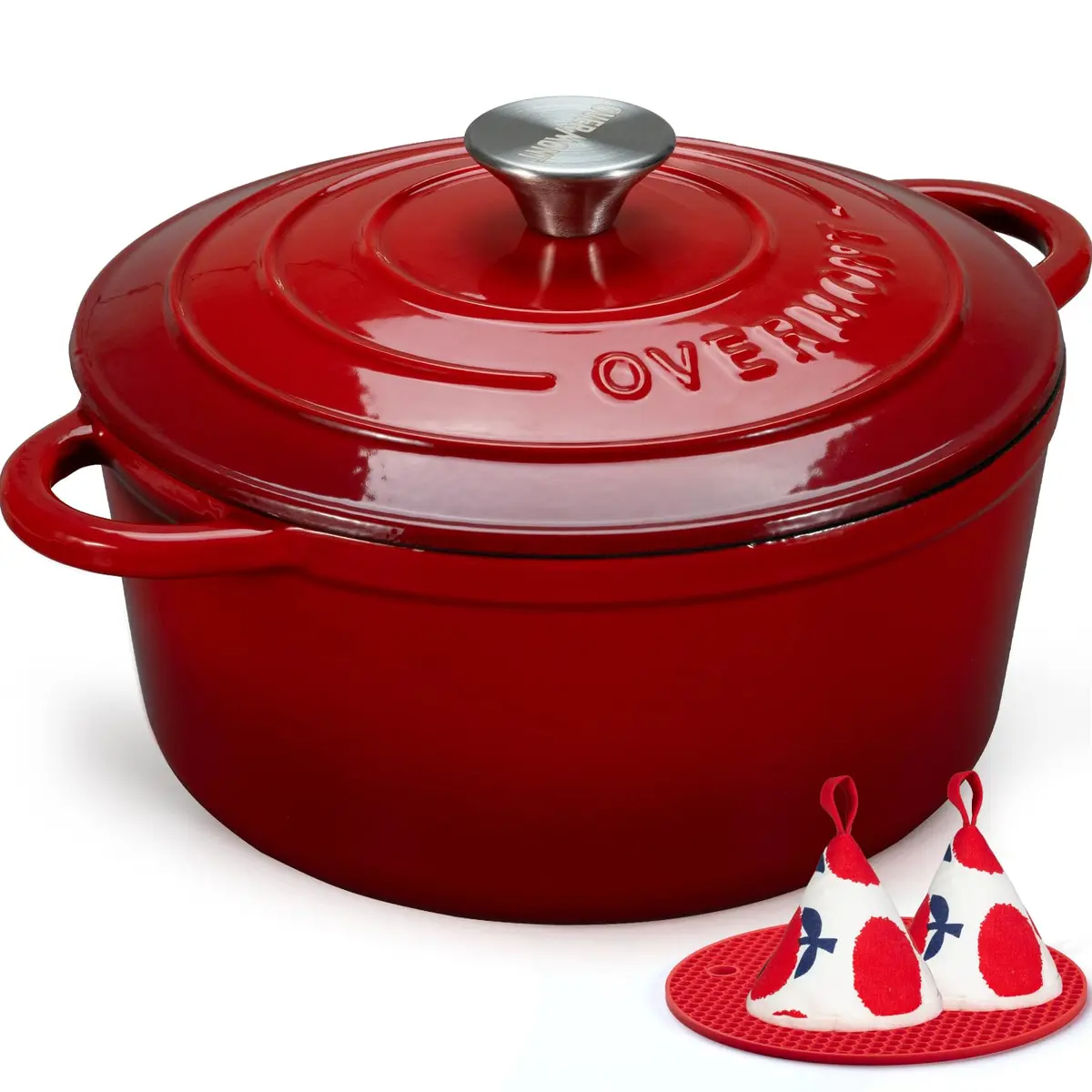 Overmont 7QT Enameled Cast Iron Dutch Oven | Heavy-Duty Large Capacity for Stews & Baking - main product image