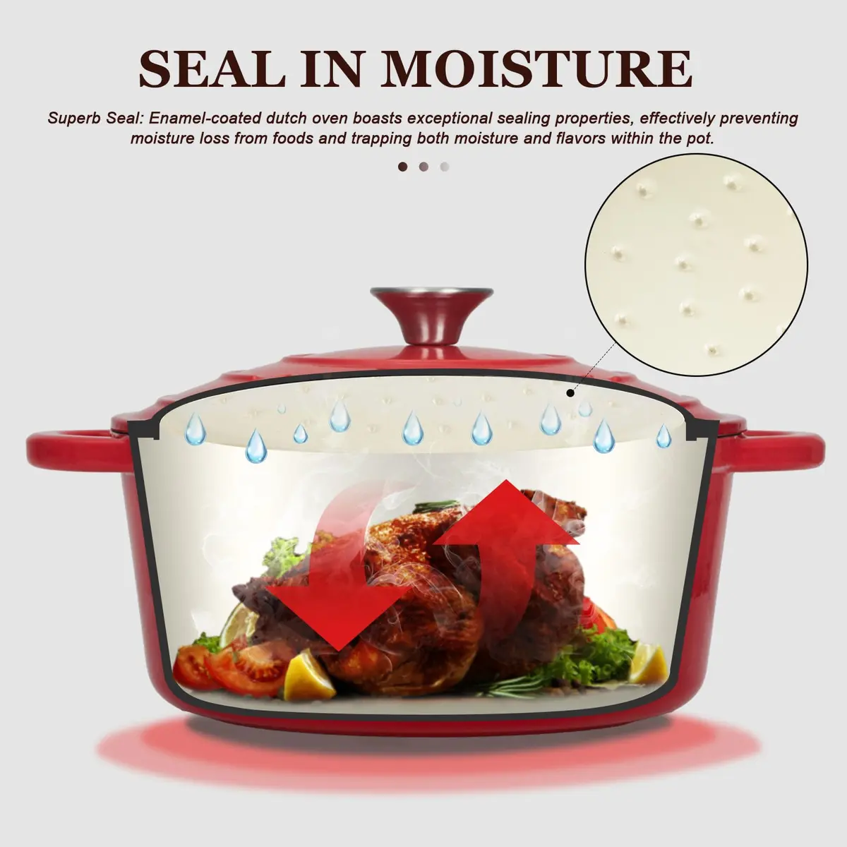 Overmont 7QT Enameled Cast Iron Dutch Oven | Heavy-Duty Large Capacity for Stews & Baking - view 2