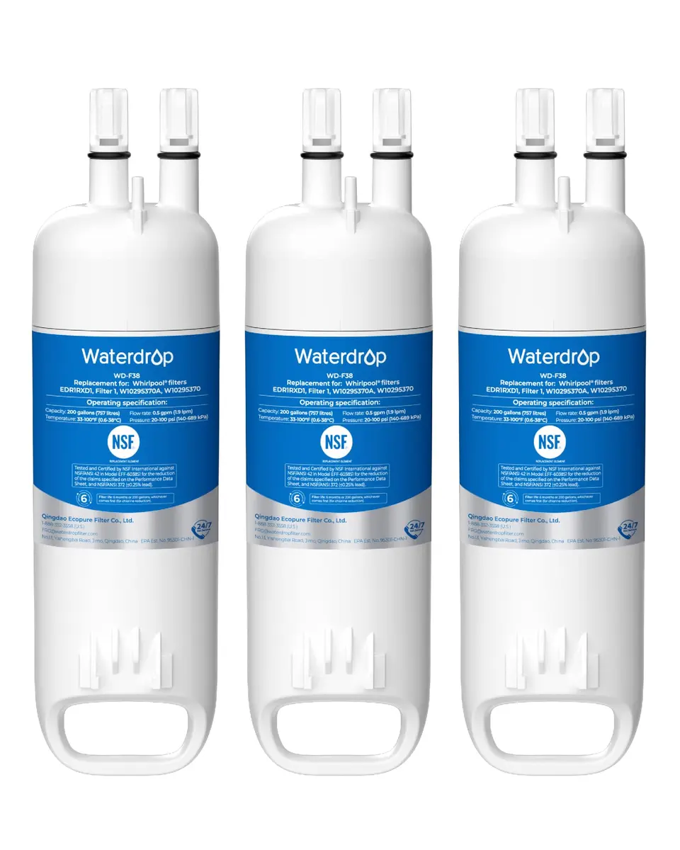 Waterdrop EDR1RXD1 Water Filter Replacement for W10295370A | NSF Certified, 3 Pack, 200 Gallons - main product image