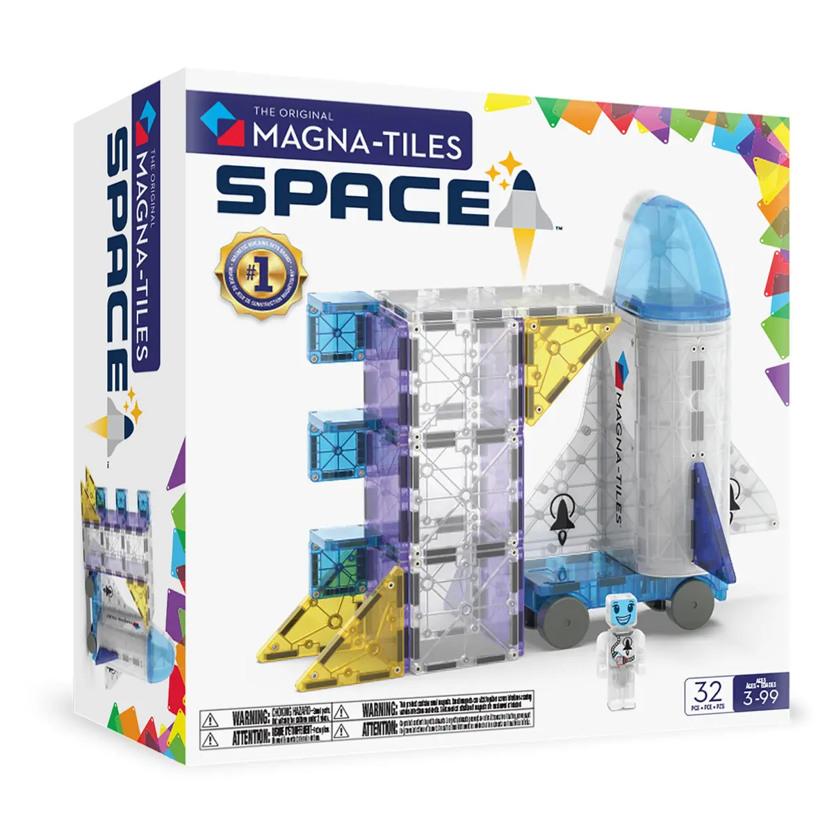 MAGNA-TILES Space 32-Piece Magnetic Construction Set | Space-Themed Building Toys for Kids 3+ - main product image