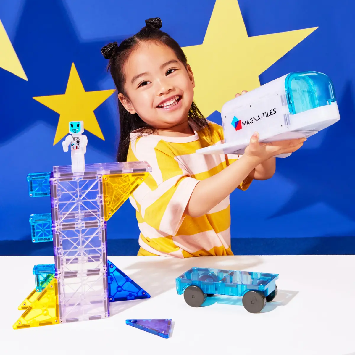MAGNA-TILES Space 32-Piece Magnetic Construction Set | Space-Themed Building Toys for Kids 3+ - view 2