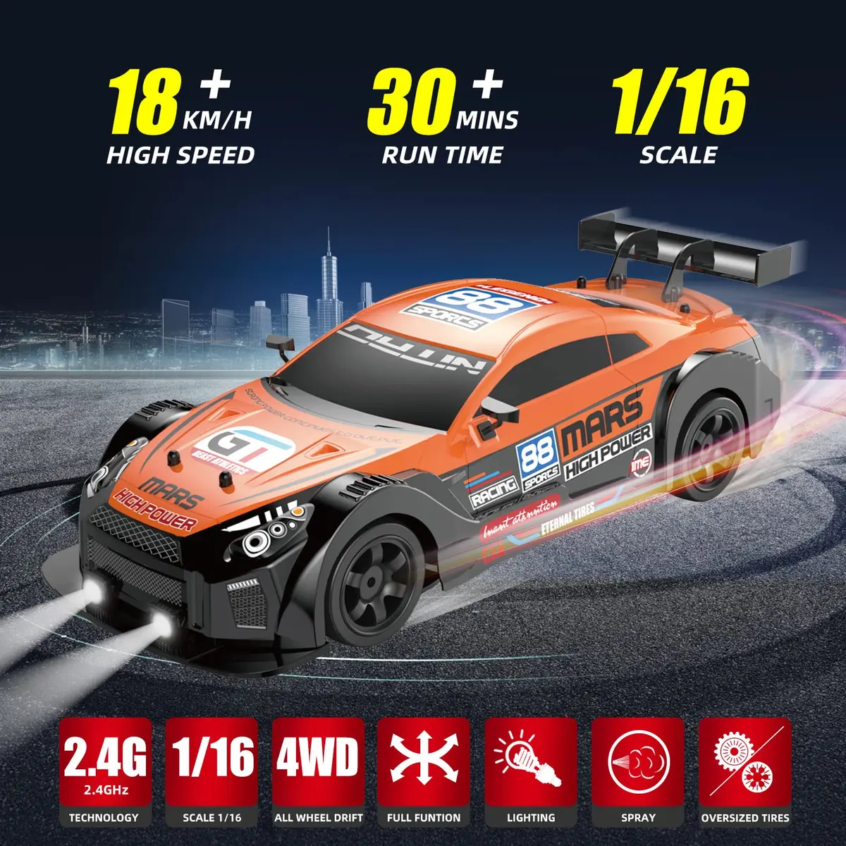 Sakeye RC Drift Car 1:16 Scale 4WD | High Speed Remote Control Toy for Kids & Adults - view 2